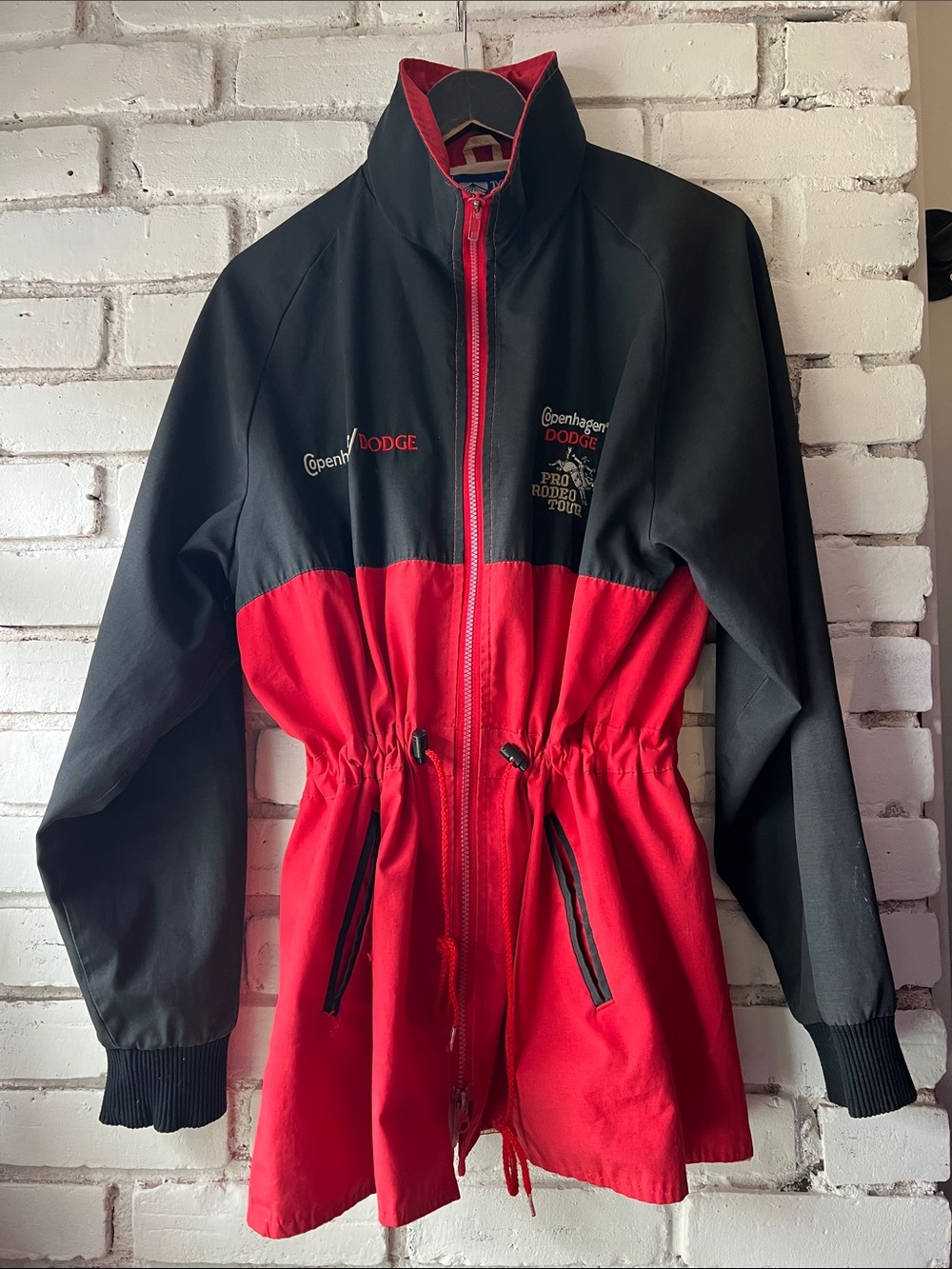 Copenhagen Dodge Red & Black Zip Jacket vintage lightweight windbreaker